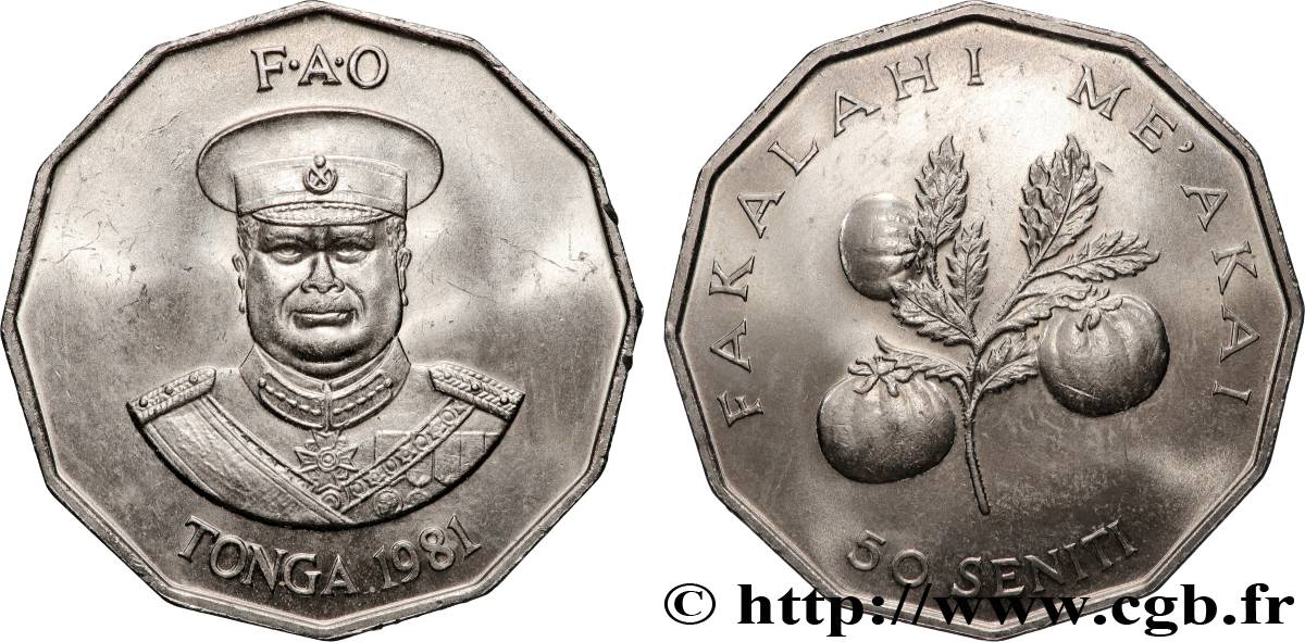 TONGA 50 Seniti série FAO  1981 Canberra MS 