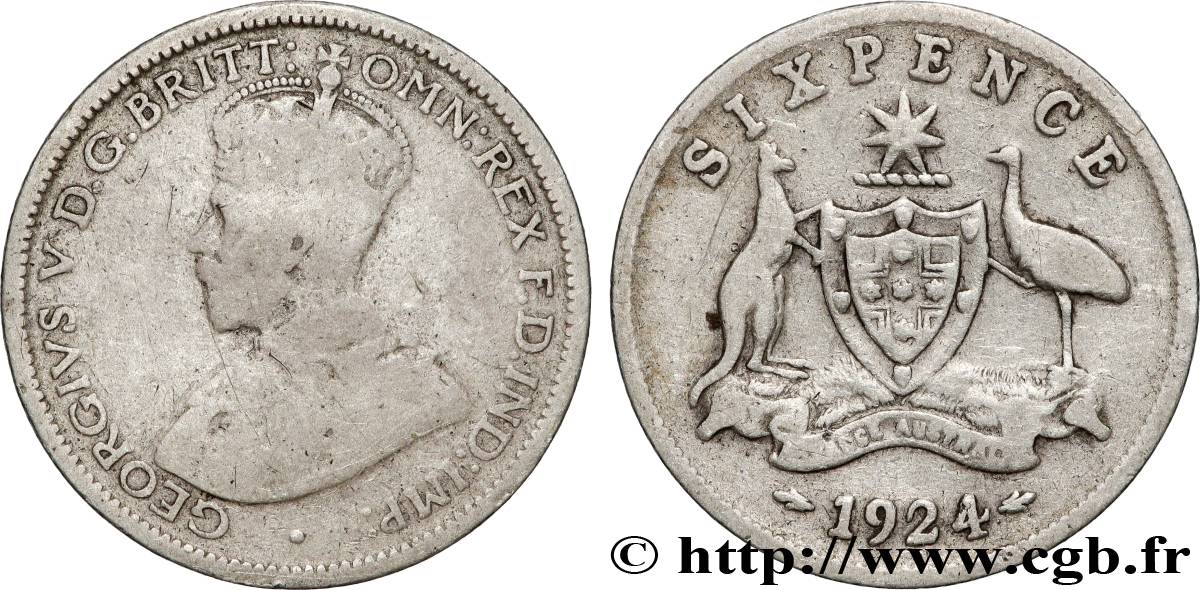 AUSTRALIA 6 Pence Georges V 1924  VF 