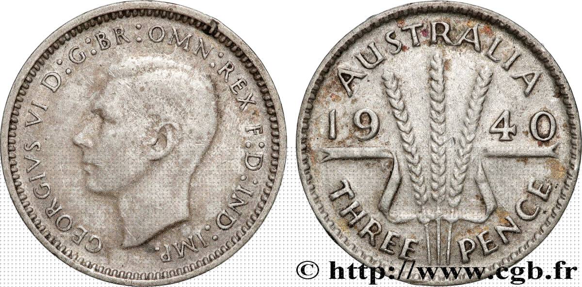 AUSTRALIA 3 Pence Georges VI 1940 Melbourne BC+ 