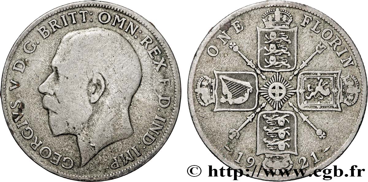 UNITED KINGDOM 1 Florin Georges V 1921 Londres VF 