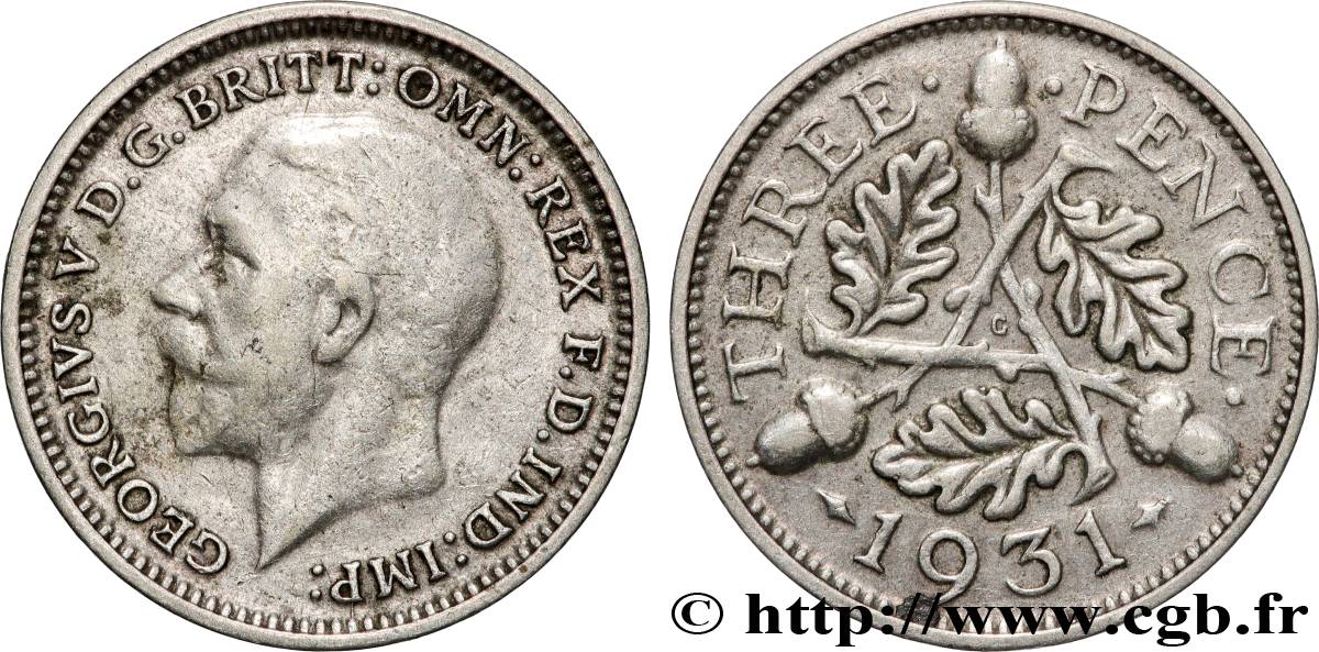 ROYAUME-UNI 3 Pence Georges V 1931 Londres TTB 