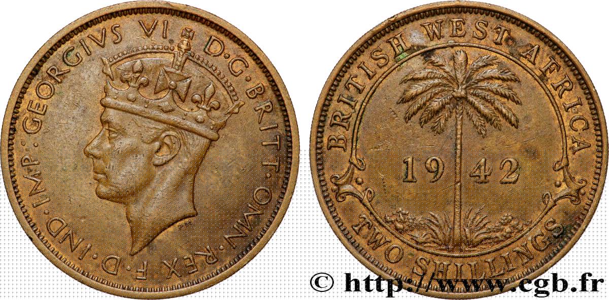 BRITISH WEST AFRICA 2 Shillings Georges VI 1942 Kings Norton - KN XF 