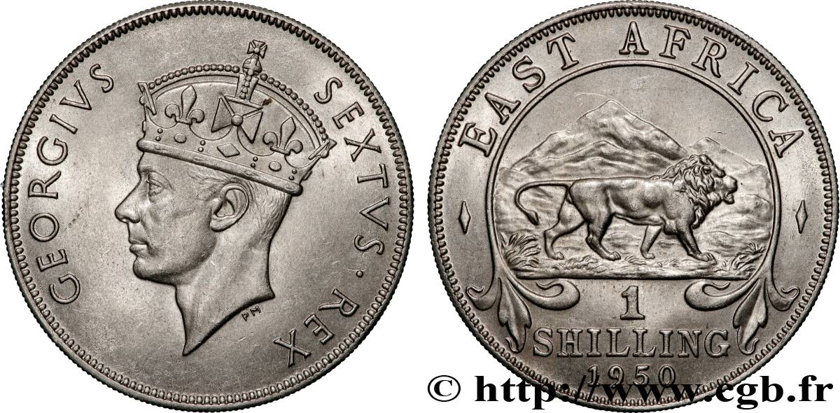 BRITISCH-OSTAFRIKA 1 Shilling Georges VI 1950 British Royal Mint VZ 