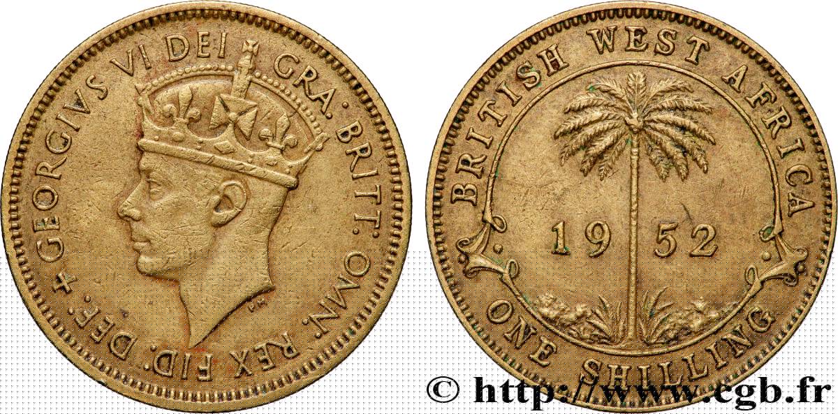 BRITISH WEST AFRICA 1 Shilling Georges VI / palmier 1952 Londres XF 