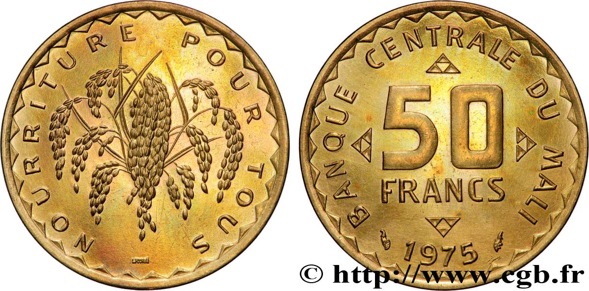 MALI 50 Francs plant de mil 1975 Paris AU 