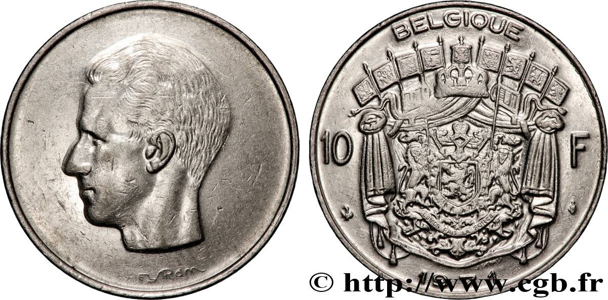BELGIUM 10 Francs roi Baudouin légende française 1971 Bruxelles AU 