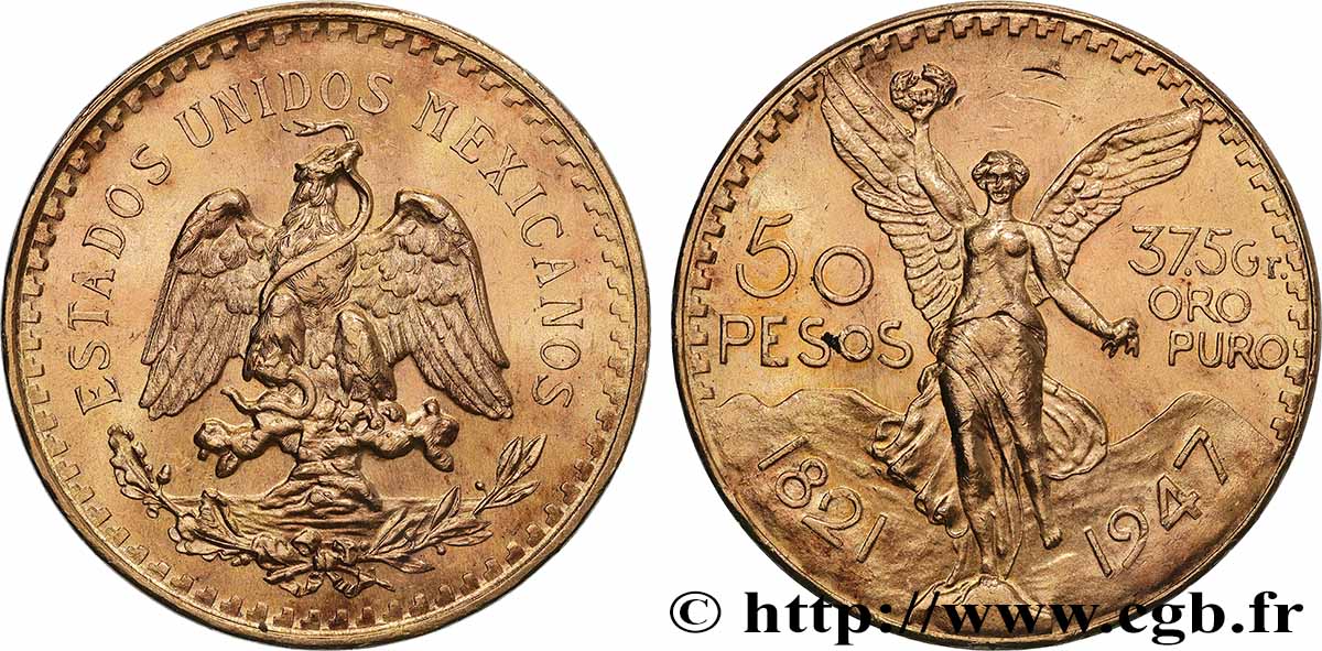 OR, PALLADIUM ET PLATINE INVESTISSEMENT 50 Pesos or 1947 Mexico SUP 