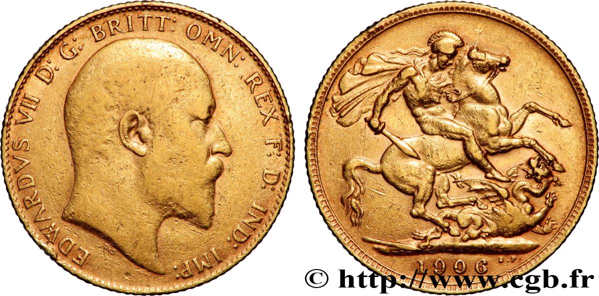 GOLD, PALLADIUM & PLATINUM INVESTMENT 1 Souverain Edouard VII 1906 Londres VF 