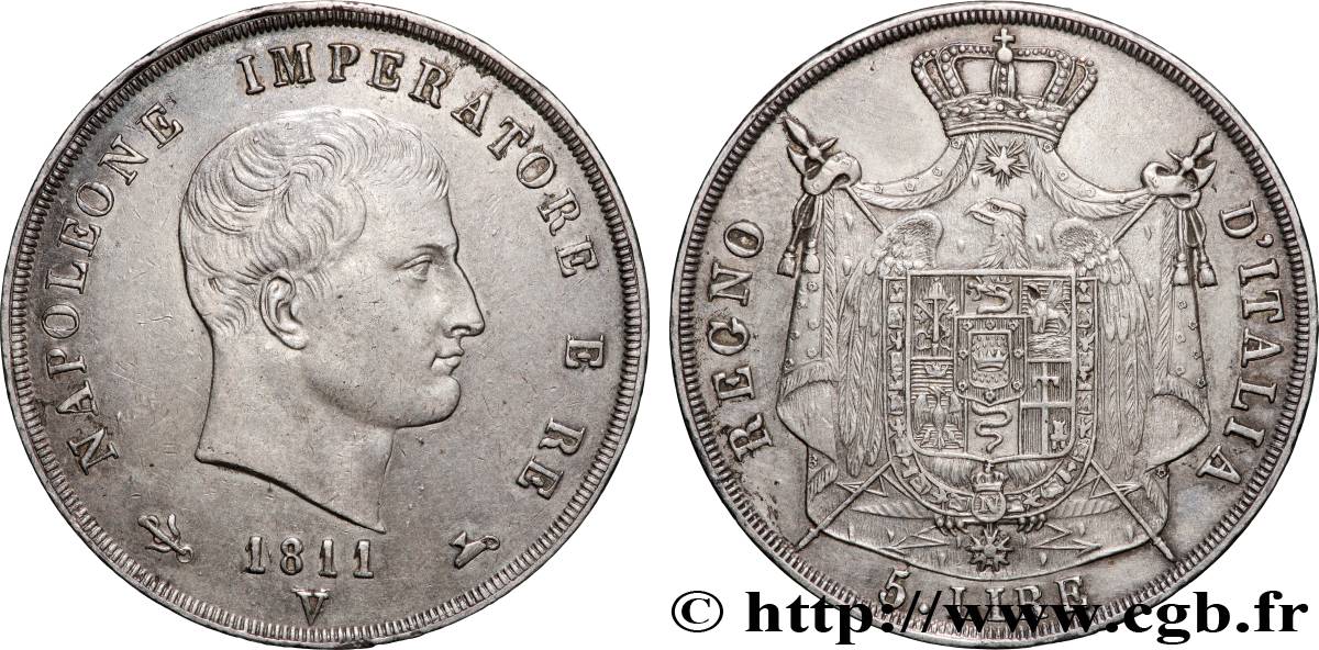 ITALY - KINGDOM OF ITALY - NAPOLEON I 5 Lire Napoléon  1811 Venise - V AU 