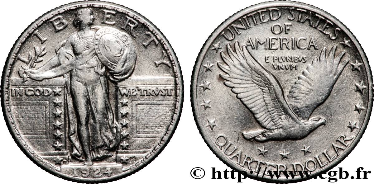 UNITED STATES OF AMERICA 1/4 Dollar Liberty 1927 Denver - D XF 