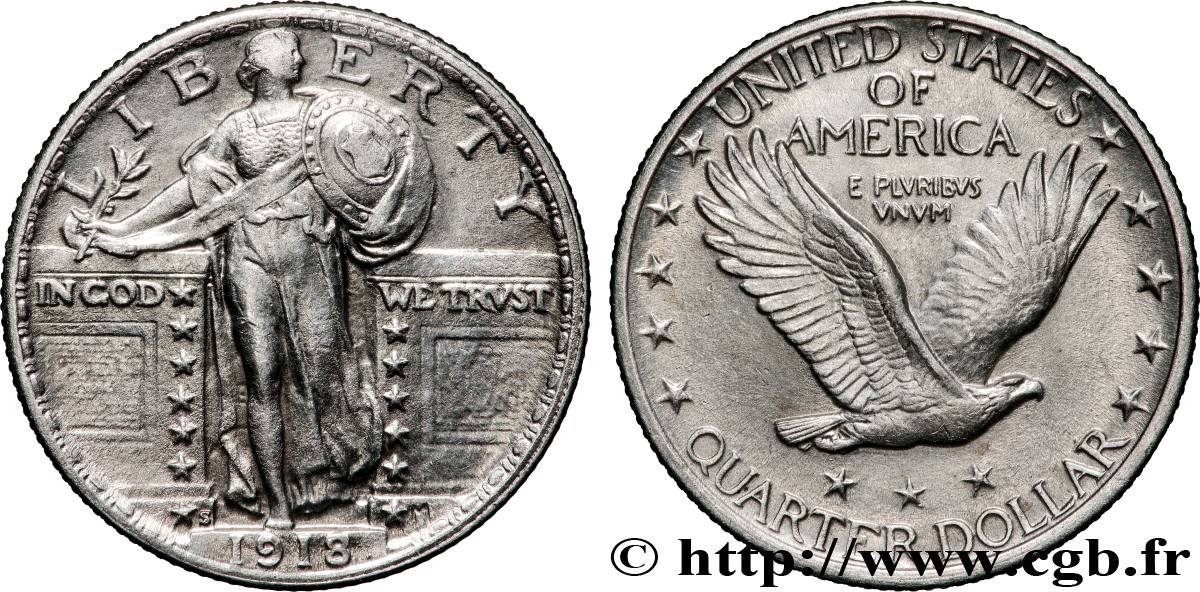 UNITED STATES OF AMERICA 1/4 Dollar Liberty 1918 San Francisco XF 