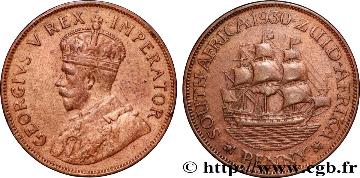 SOUTH AFRICA - UNION OF SOUTH AFRICA - GEORGE V 1 Penny 1930  XF/AU 