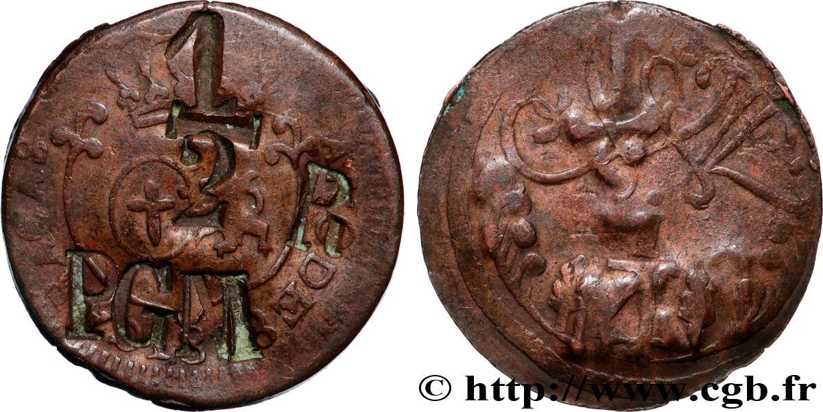 VENEZUELA 1/4 Real Province de Caracas, contremarqué 1/2 Real PGM 1818  TB+ 