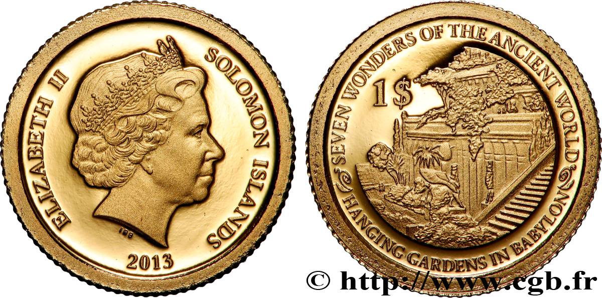 SOLOMON ISLANDS 1 Dollar Proof Jardins suspendus de Babylone 2013  MS 