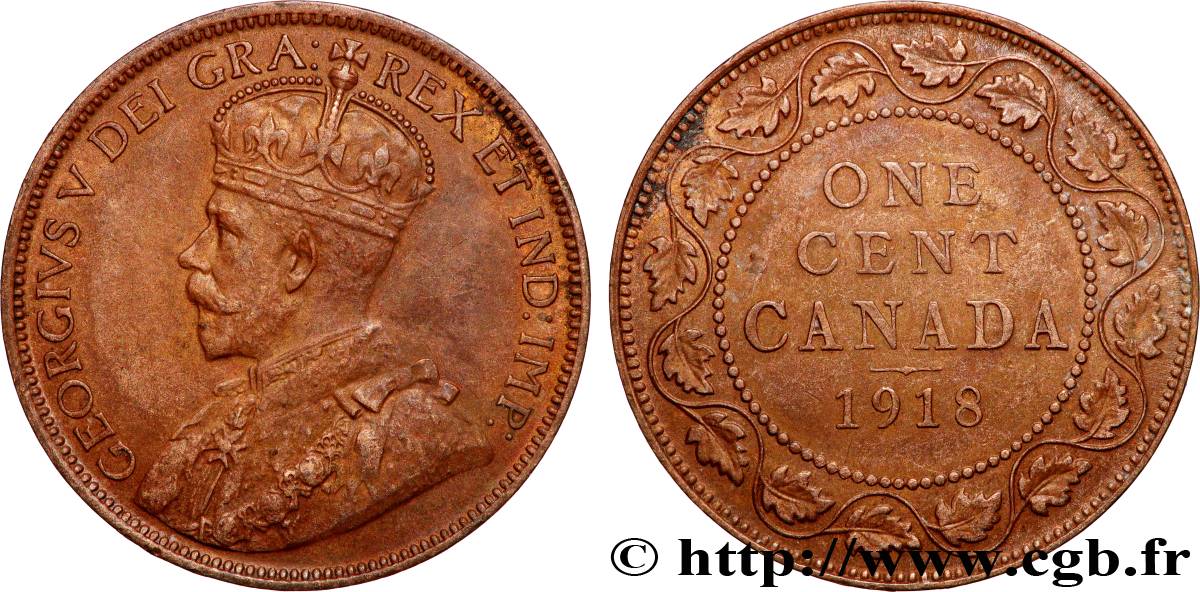 CANADA 1 Cent Georges V 1918 Ottawa TTB 