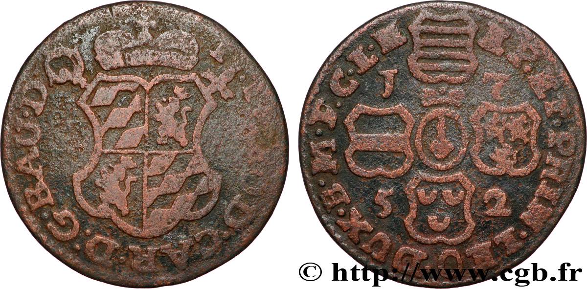 BELGIQUE - PRINCIPAUTÉ ÉPISCOPALE DE LIÈGE 1 Liard Jean-Théodore de Bavière 1752  TB 