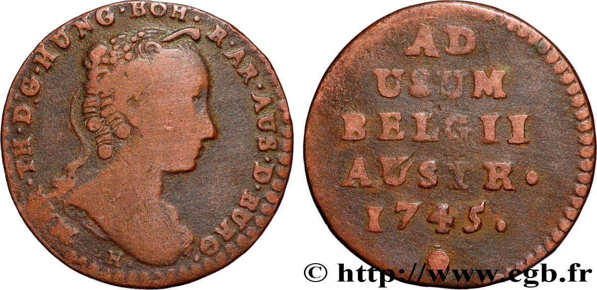 BELGIQUE - PAYS-BAS AUTRICHIENS 1 Liard Marie-Thérèse 1745 Bruges TB 