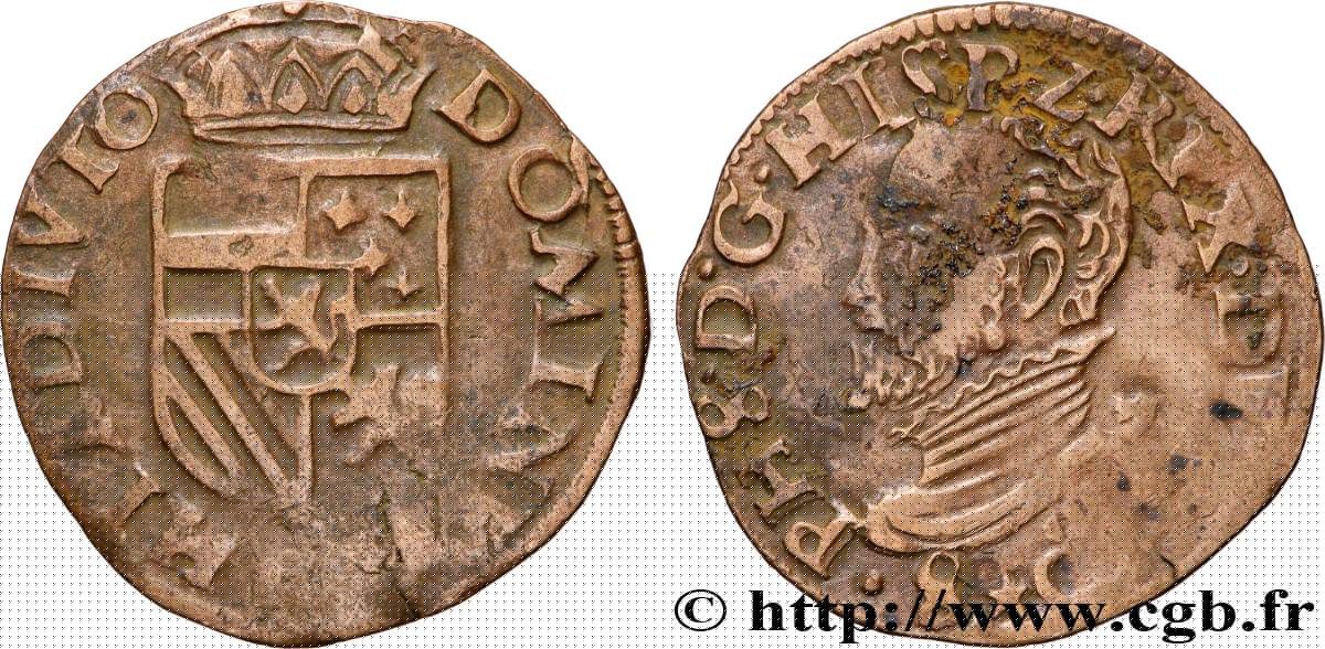 PAYS-BAS ESPAGNOLS - DUCHÉ DE BRABANT - PHILIPPE II D ESPAGNE Demi-liard n.d.  TB+ 