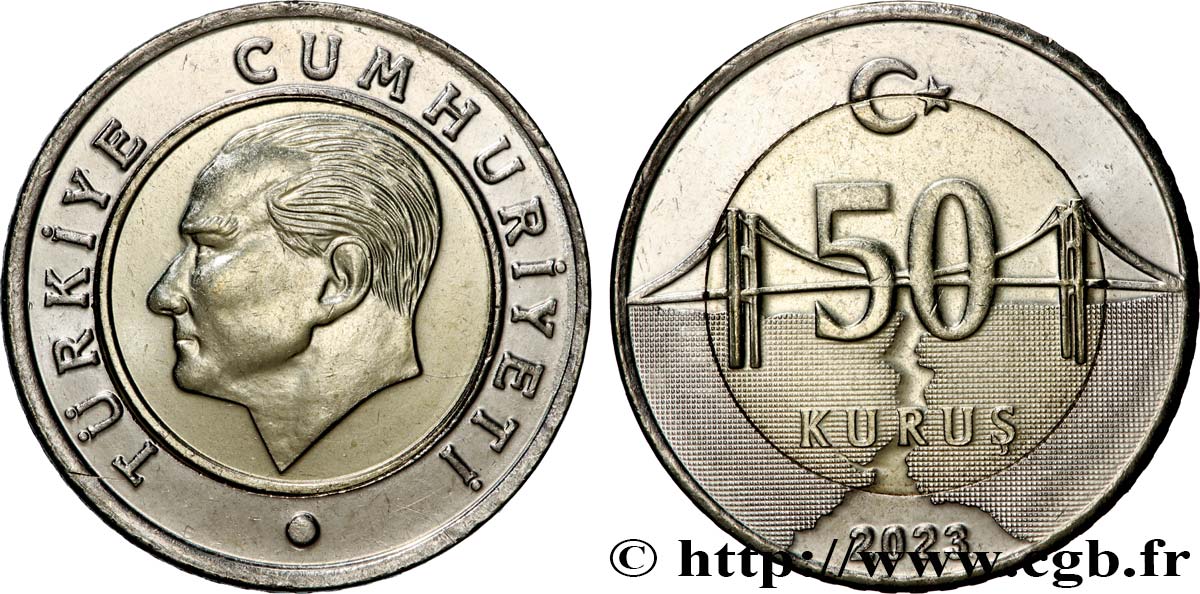 TURKEY 50 Yeni Kurus Kemal Ataturk / pont 2023 Istanbul MS 