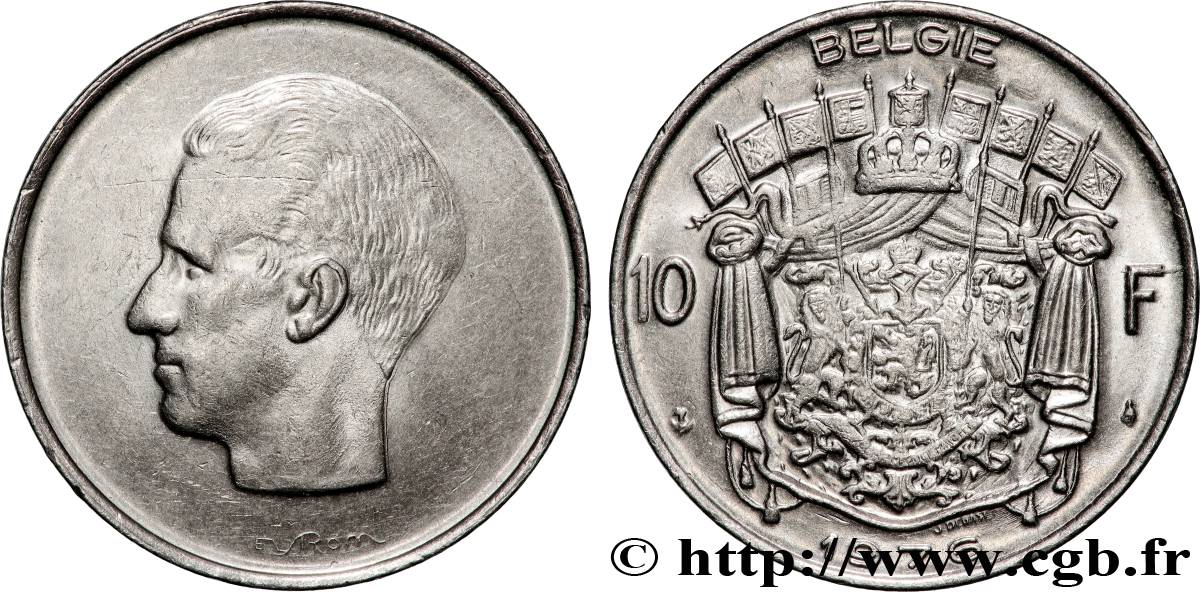BÉLGICA 10 Francs roi Baudouin légende flamande 1976 Bruxelles EBC 