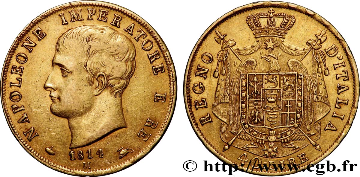 OR, PALLADIUM ET PLATINE INVESTISSEMENT 40 Lire 1814 Milan TTB 