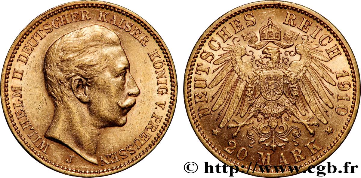 OR, PALLADIUM ET PLATINE INVESTISSEMENT 20 Mark  1910 Berlin TTB+ 