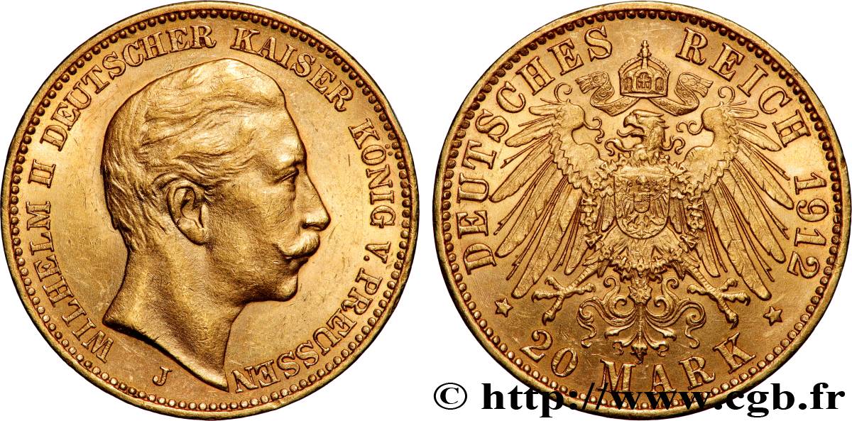GOLD, PALLADIUM & PLATINUM INVESTMENT 20 Mark  1912 Hambourg AU 