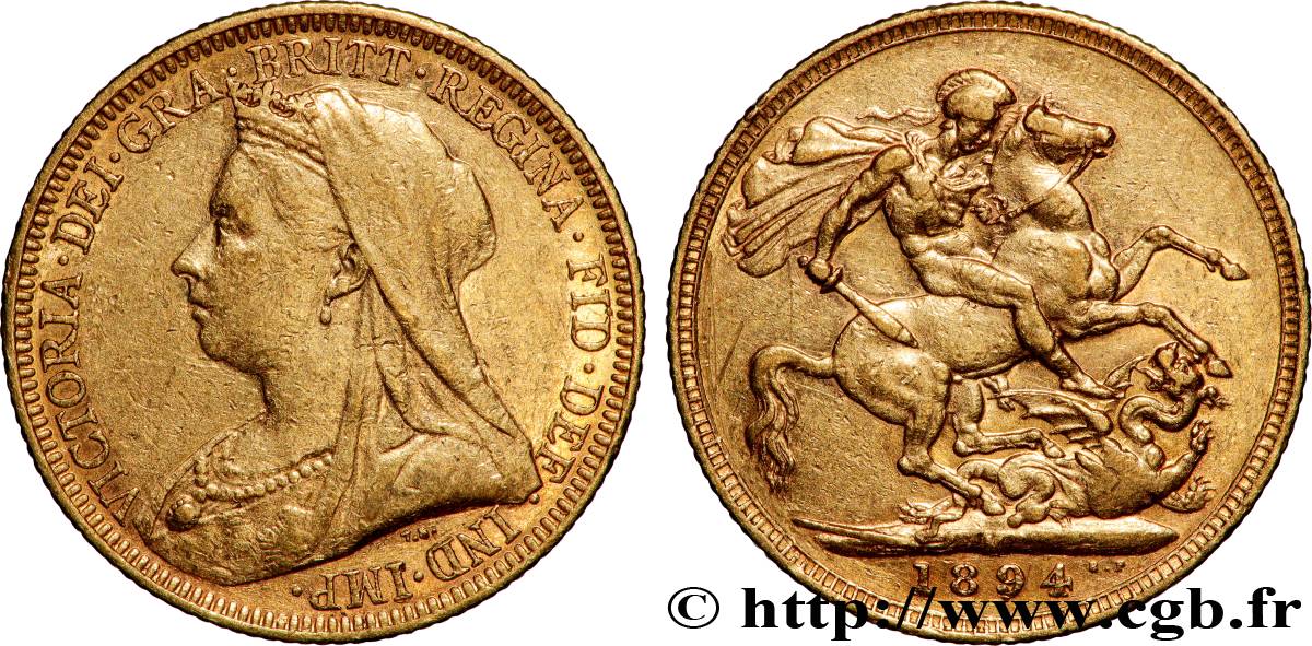 OR, PALLADIUM ET PLATINE INVESTISSEMENT 1 Souverain Victoria type vieille tête 1894 Melbourne TTB 