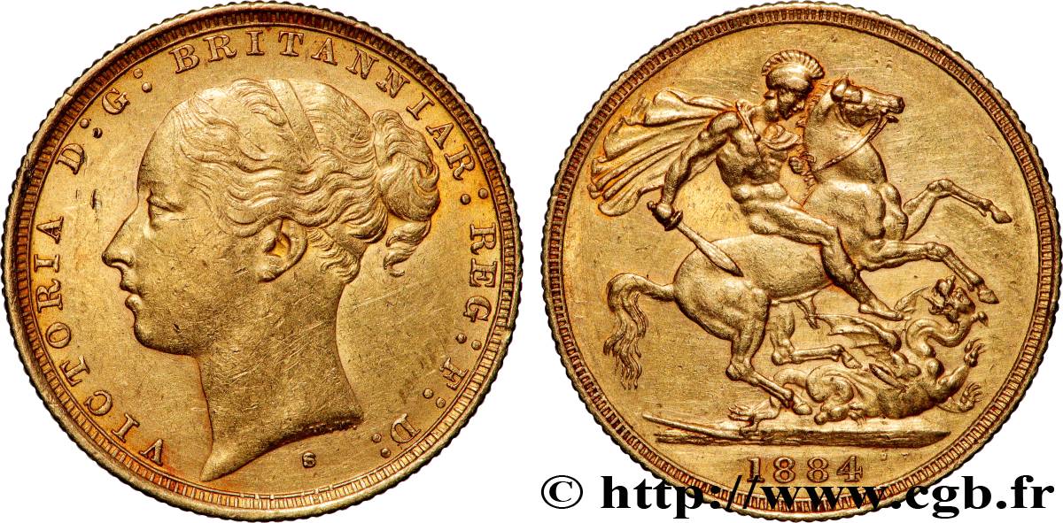 OR, PALLADIUM ET PLATINE INVESTISSEMENT 1 Souverain Victoria type Saint-Georges 1884 Londres TTB+ 
