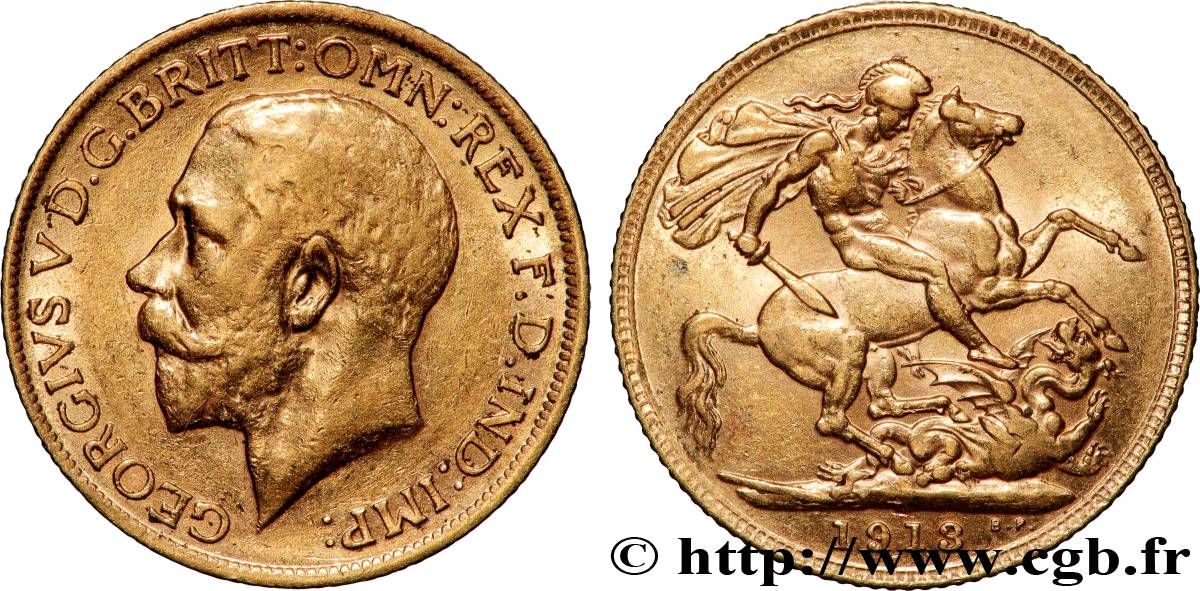 GOLD, PALLADIUM & PLATINUM INVESTMENT 1 Souverain Georges V 1913 Londres AU 