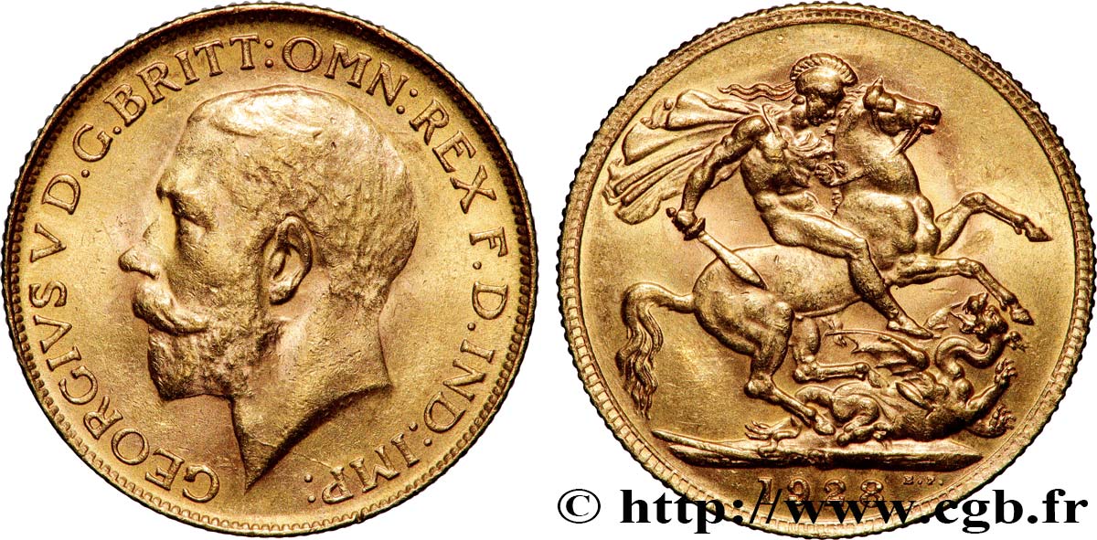 GOLD, PALLADIUM & PLATINUM INVESTMENT 1 Souverain Georges V 1928 Afrique du Sud AU 