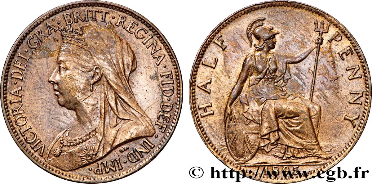 VEREINIGTEN KÖNIGREICH 1/2 Penny Victoria “old head” 1895  SS 