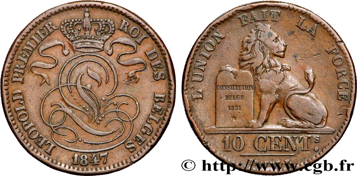 BELGIQUE 10 Centimes Léopold Ier 1847/37 1847 Bruxelles TTB 