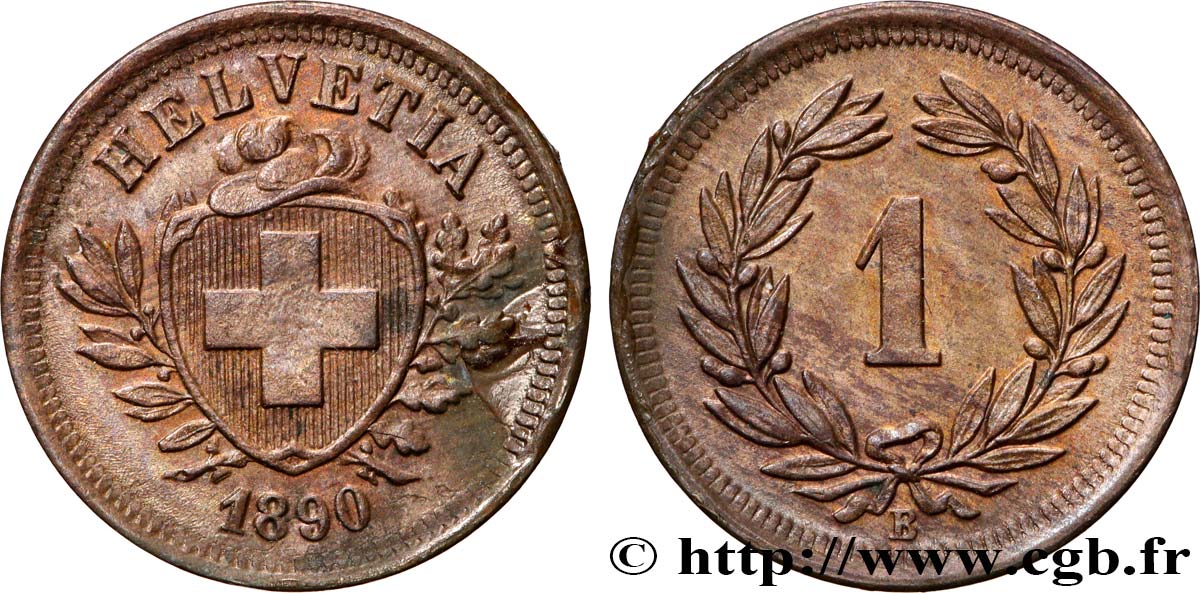 SUISSE 1 Centime (Rappen) 1890 Berne SUP 