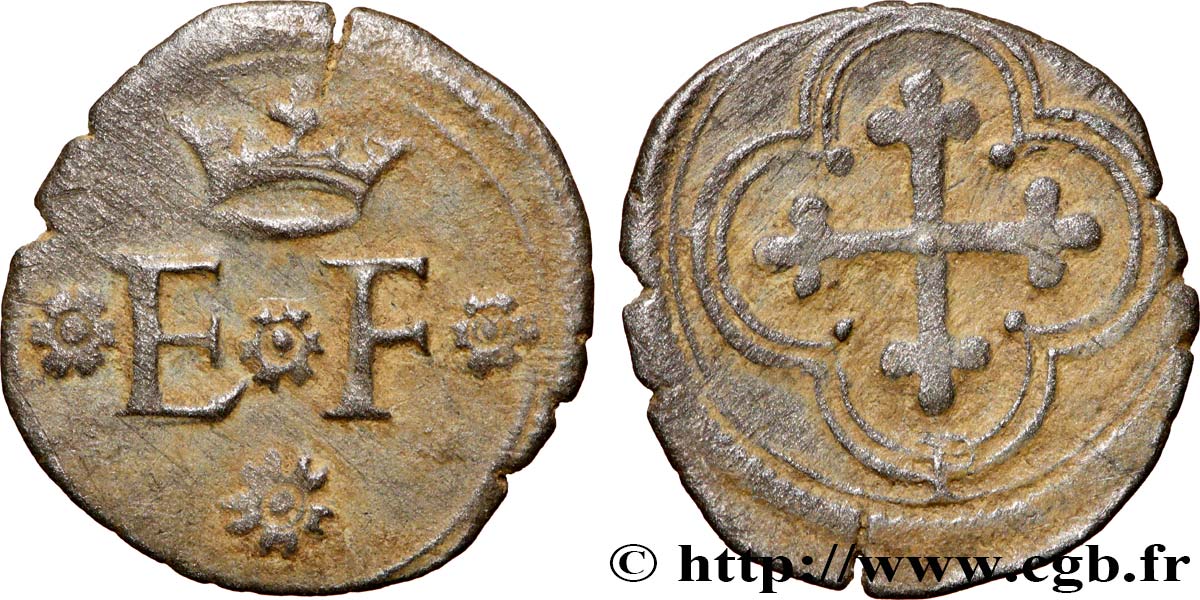 SAVOIE - DUCHÉ DE SAVOIE - EMMANUEL-PHILIBERT DIT  TÊTE DE FER  Quart de sol, 1er type (quarto di soldo, I tipo) s.d. Chambéry TTB 