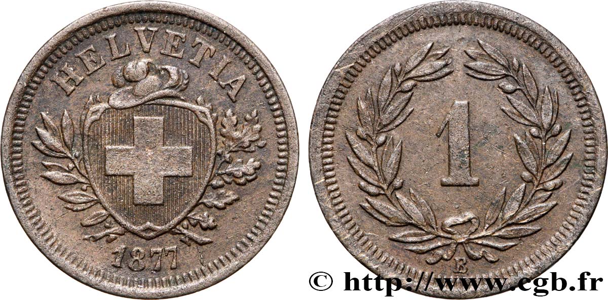 SUISSE - CONFÉDÉRATION HELVÉTIQUE 1 rappen 1877 Berne TTB+ 