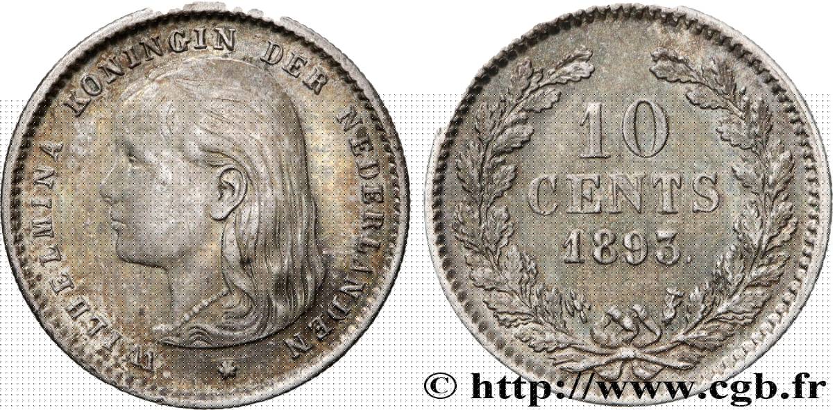 PAYS-BAS 10 Cents Wilhelmina 1893 Utrecht TTB+ 