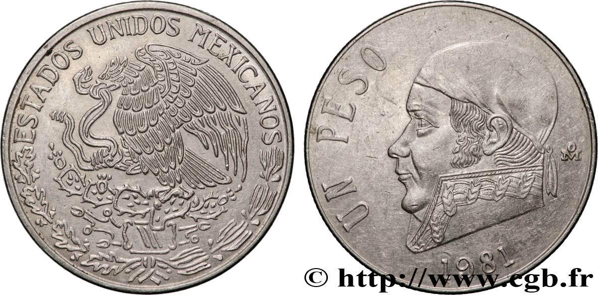 MÉXICO 1 Peso Jose Morelos y Pavon 1981 Mexico EBC 