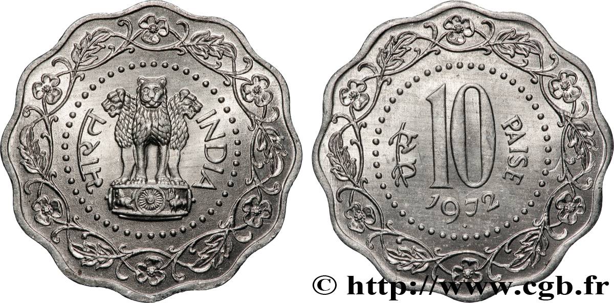 INDIA 10 Paise Lion d’Asoka 1972 Calcutta MS 