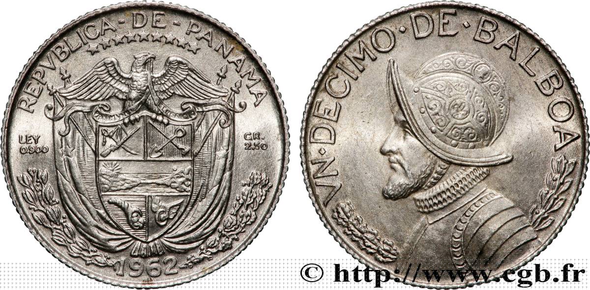 PANAMA 1/10 (Decimo) Balboa Vasco Nunez de Balboa 1962 Londres SPL 