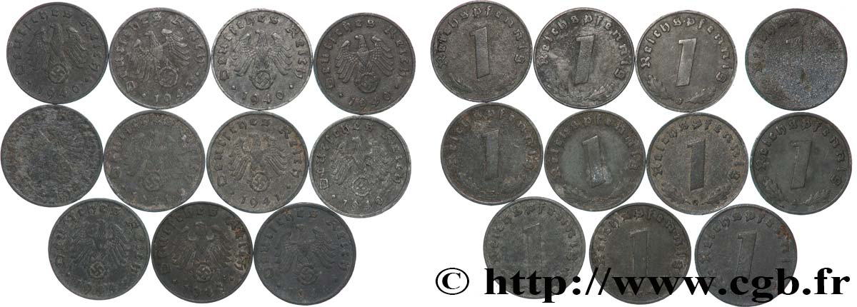 ALLEMAGNE Lot 11 x 1 Reichspfennig 1940-1944 Atelier Divers TTB 