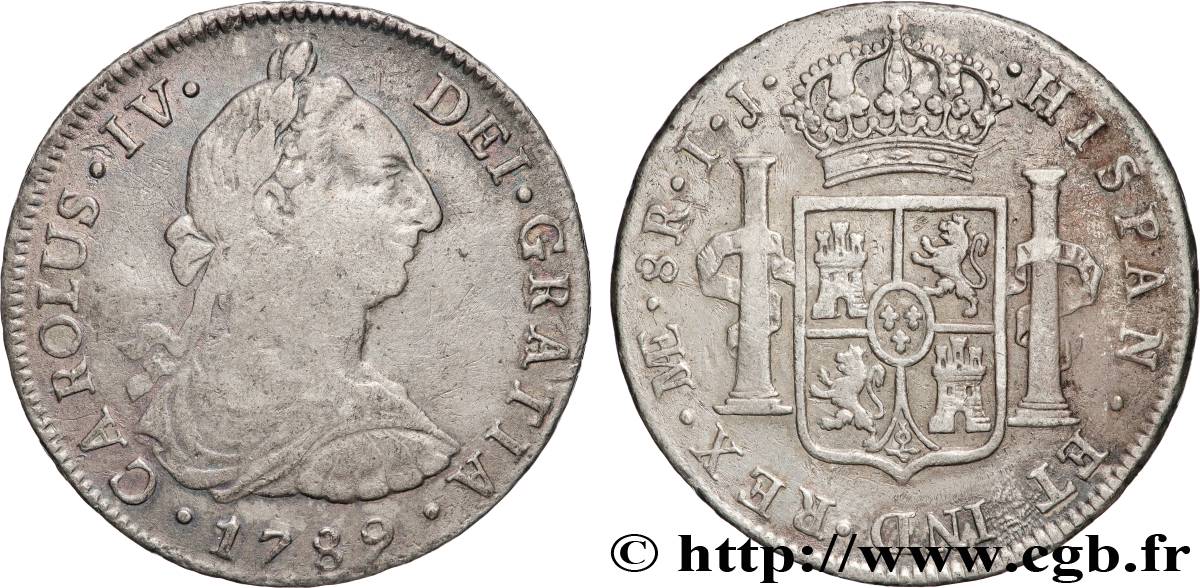 PERU - CHARLES III 8 Reales 1789 Lima VF 