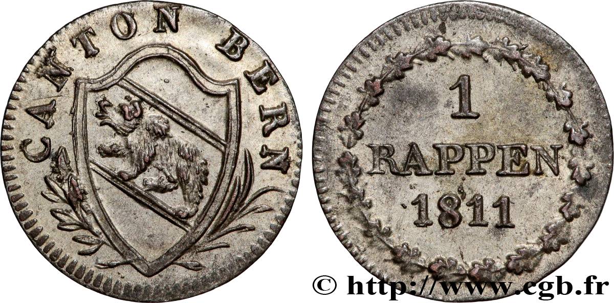 SWITZERLAND - CANTON OF BERN 1 Rappen 1811 Berne AU 