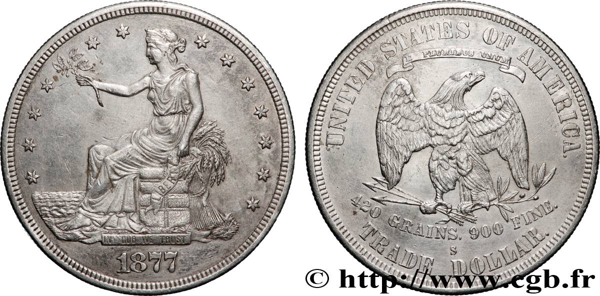 ÉTATS-UNIS D AMÉRIQUE 1 Dollar type “Trade Dollar” 1877 San Francisco TTB+/TTB 