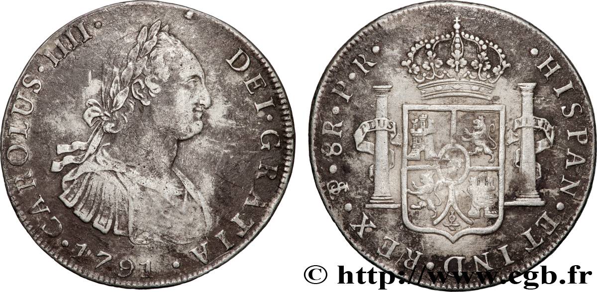BOLIVIE 8 Reales Charles IV 1791 Potosi TB+ 