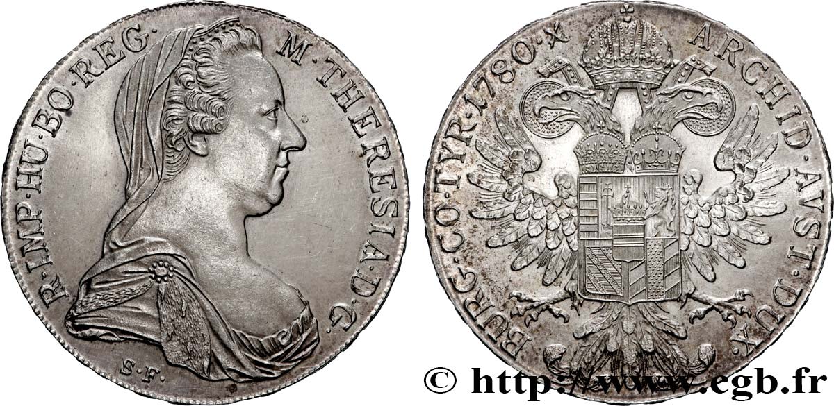 SILVER INVESTMENT 1 Thaler (REFRAPPE) Marie-Thérèse 1780 Vienne AU 
