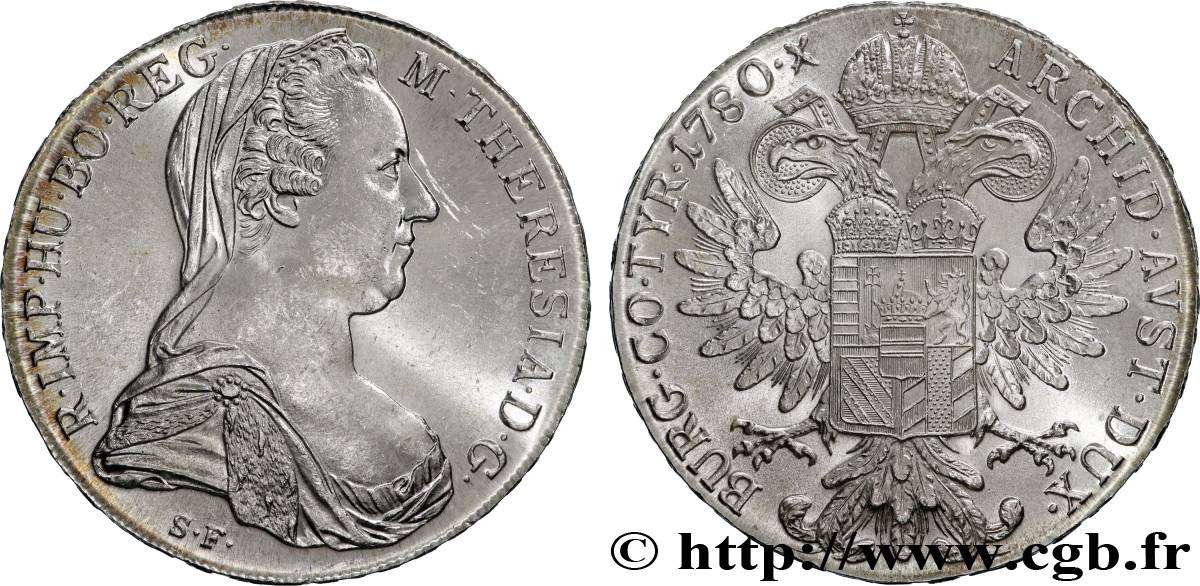 SILVER INVESTMENT 1 Thaler (REFRAPPE) Marie-Thérèse 1780 Vienne MS 
