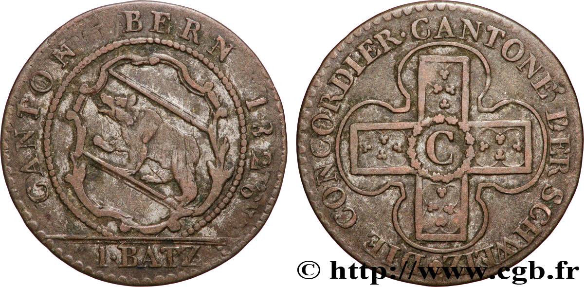 SUISSE - CANTON DE BERNE 1 Batzen 1826 Berne TTB 