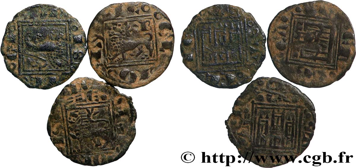 SPAIN - KINGDOMS OF CASTILE AND LEON - ALFONSO X Lot de trois oboles en billon 1252 - 1284 Atelier Divers XF 