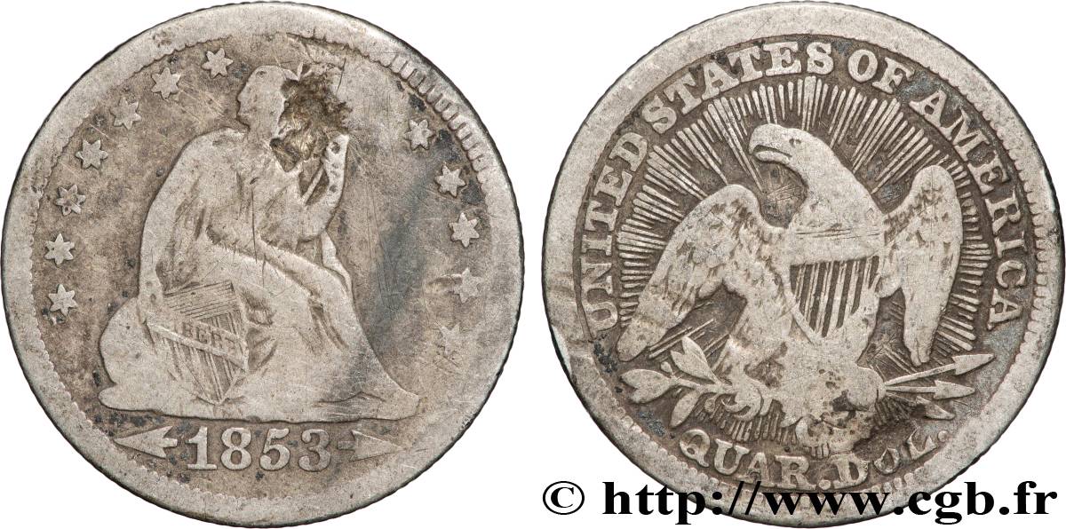 STATI UNITI D&nbsp;AMERICA 1/4 Dollar 1853 Nouvelle-Orléans MB 